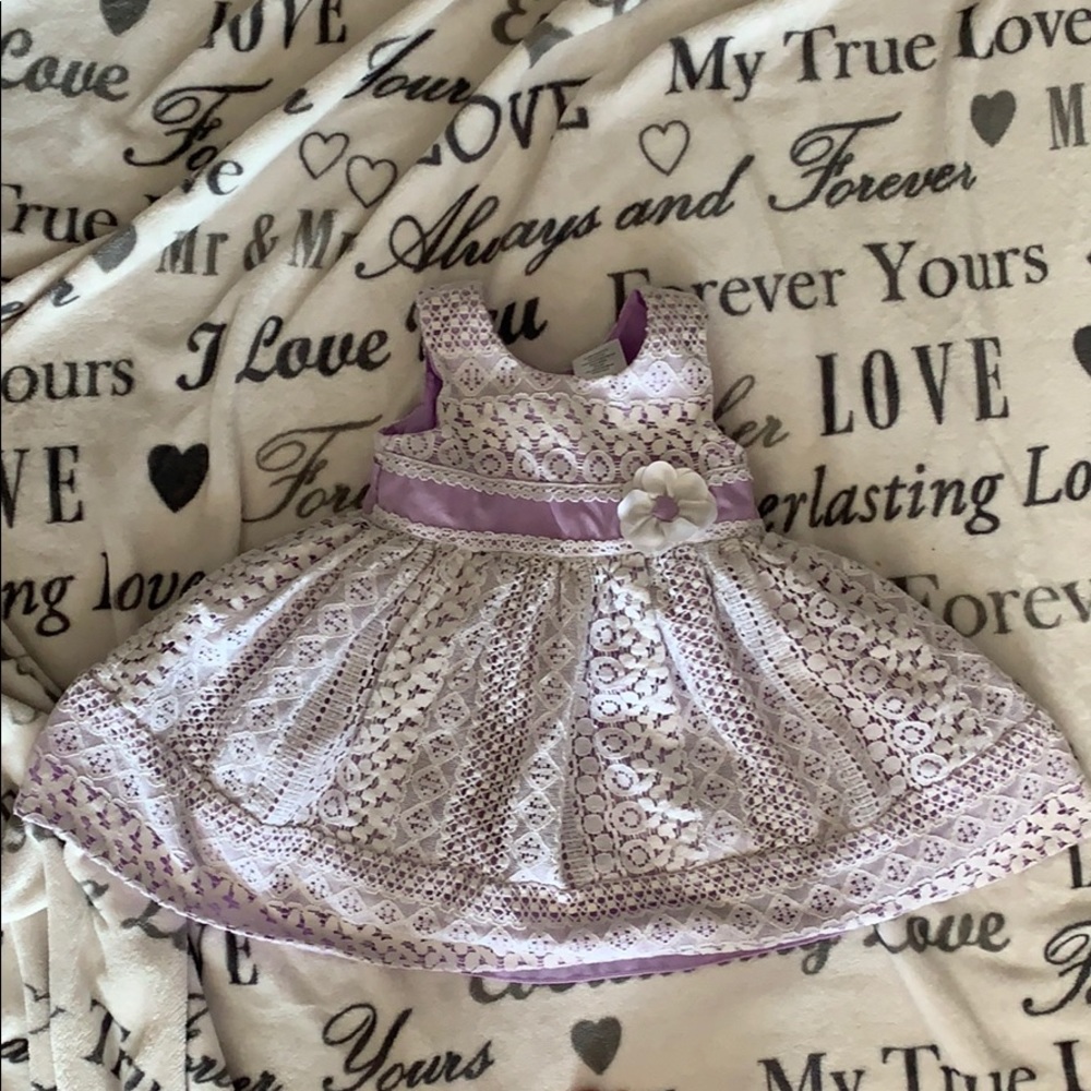 Jona Michelle White Lace and Purple Satin Dress